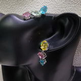 Parure Bijoux Cristal 2025 – petites Boucles d'oreilles pierres colorées