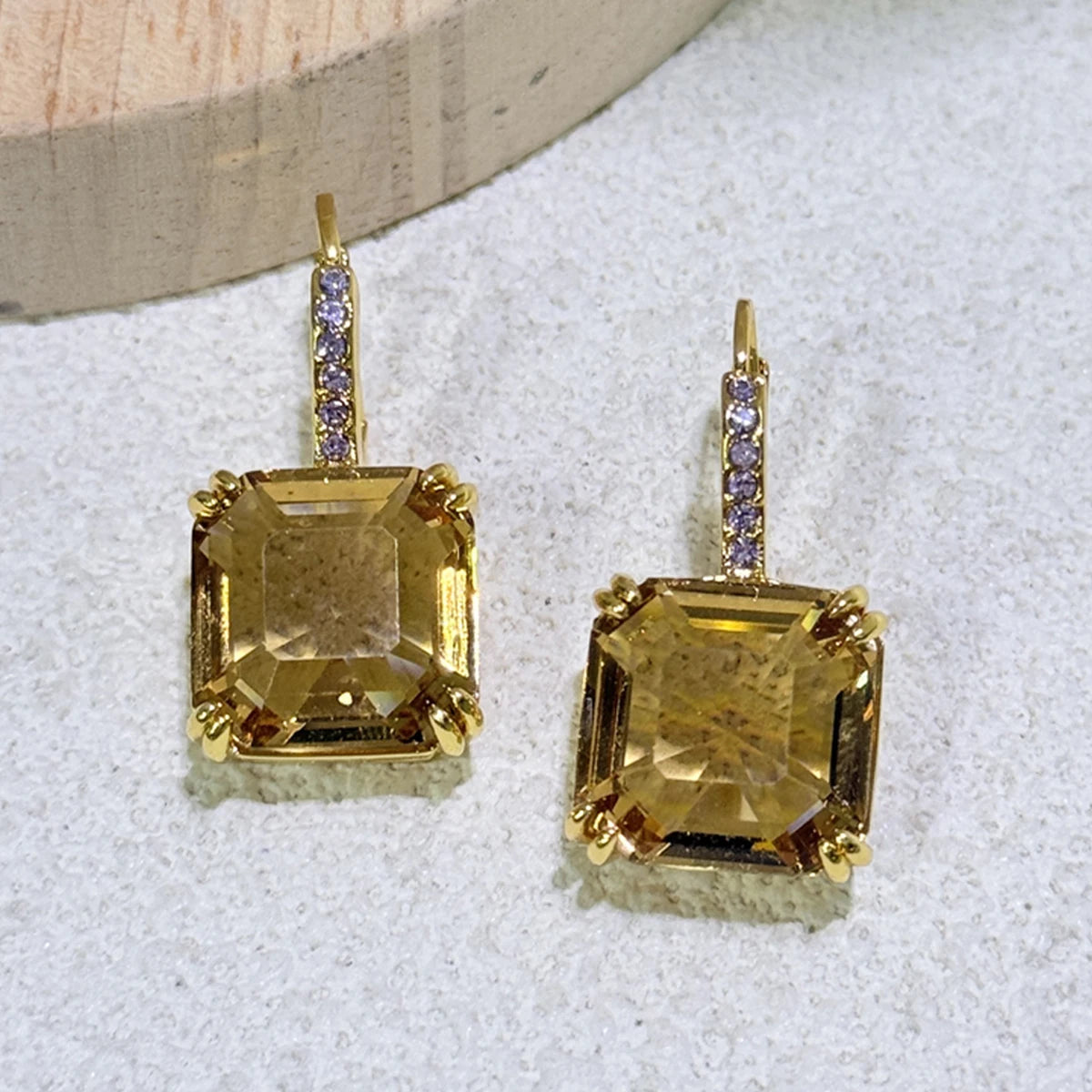 Parure Bijoux Luxe 2025 Or & Cristal Violet – Boucle d'oreille