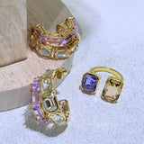 Parure Bijoux Luxe 2025 Or & Cristal Violet – Boucles d'oreilles