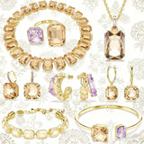 Parure Bijoux Luxe 2025 Or & Cristal Violet – Goutte d’Eau Élégance Anniversaire