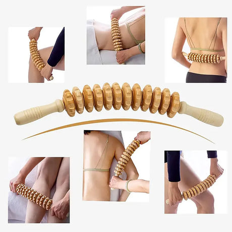 Rouleau de Massage en Bois Anti-Cellulite – Fascia & Récupération 