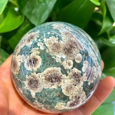Sphère Agate Fleur de Cerisier Verte 7cm – Boule Décoration Feng Shui