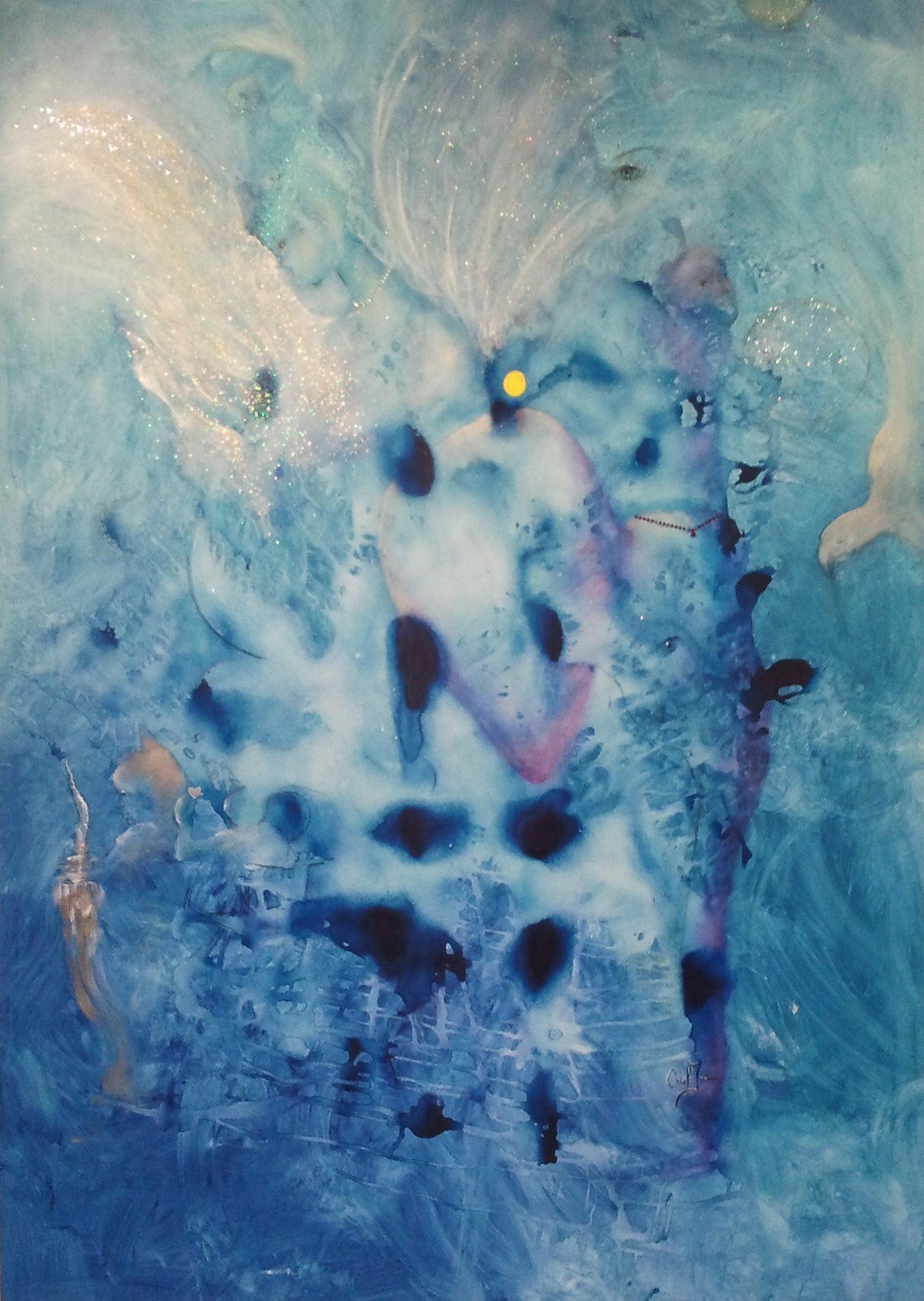 Tableau abstrait De l’ombre à la lumière Œuvre vibratoire fait main