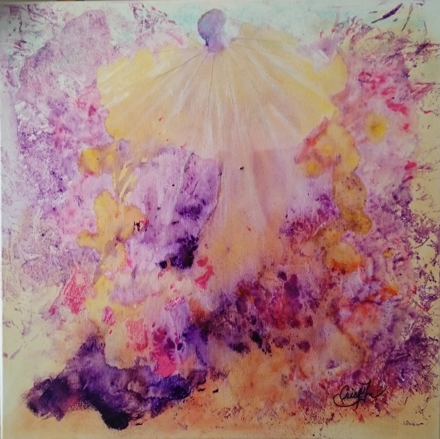 Tableau décoratif Énergie Violette 60x60 cm – Peinture originale fait main