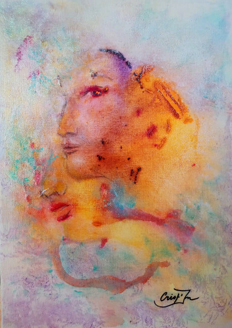 Tableau décoration ames sœurs – peinture vibratoire énergétique contemporaine