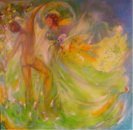 Tableau moderne Danse ta vie 80x80 cm – Peinture vibratoire fait main
