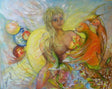 Tableau moderne Fée aux oiseaux 91x73 cm – Peinture inspirée fait main