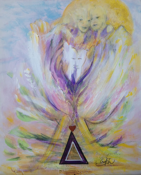 Tableau moderne améthyste et divin  – peinture vibratoire énergétique contemporaine