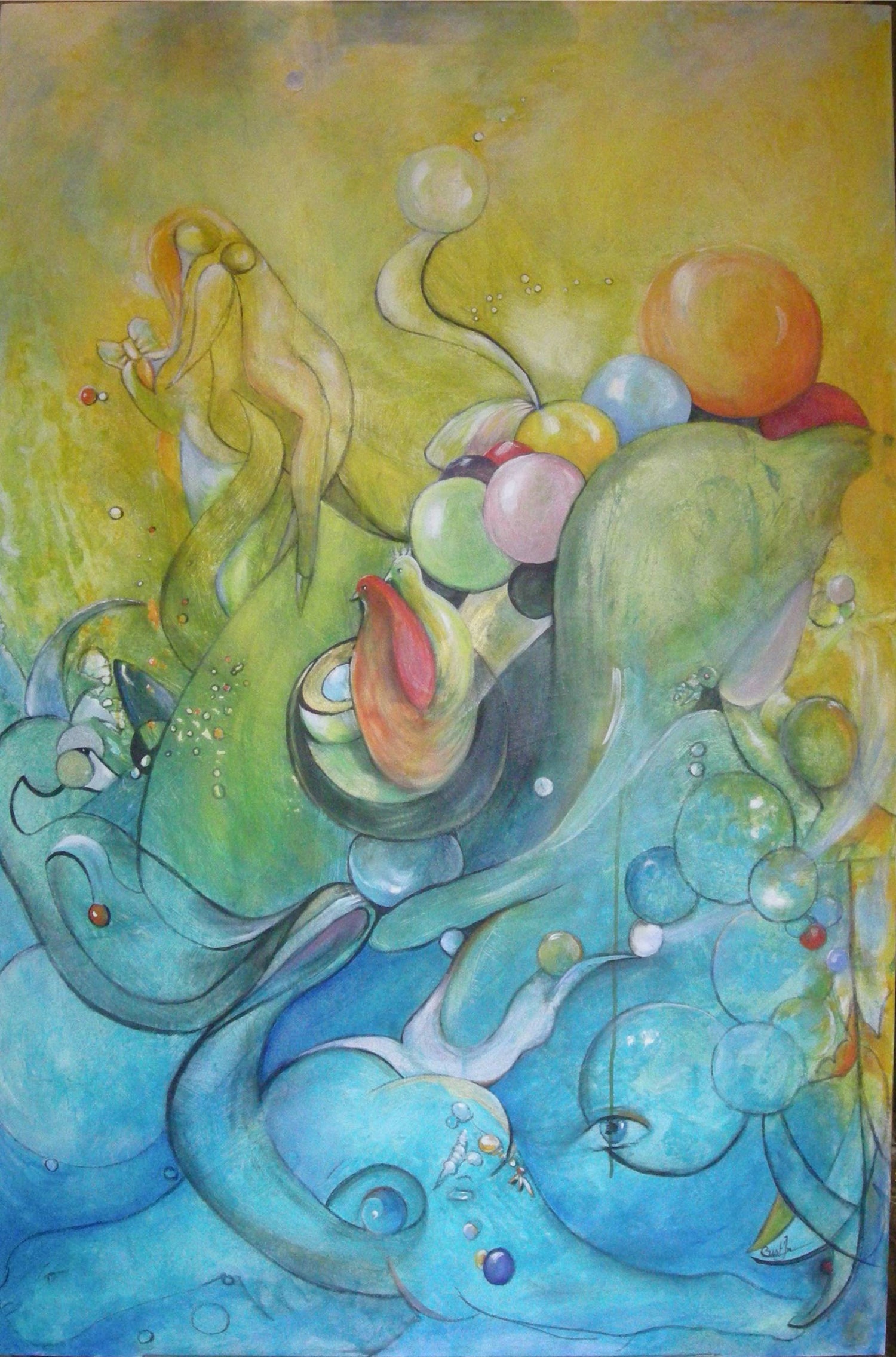 Tableau moderne au fond de l’océan  Peinture vibratoire énergétique 