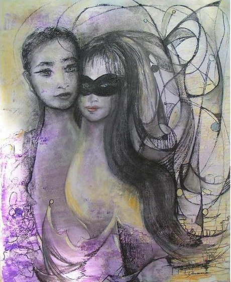Tableau moderne couple au bal  Peinture contemporaine fait main