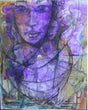 Tableau mural cœur améthyste Peinture semi figurative vibratoire énergétique