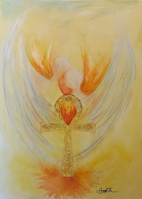 Tableau personnalisé ankh vie peinture vibratoire énergétique contemporaine