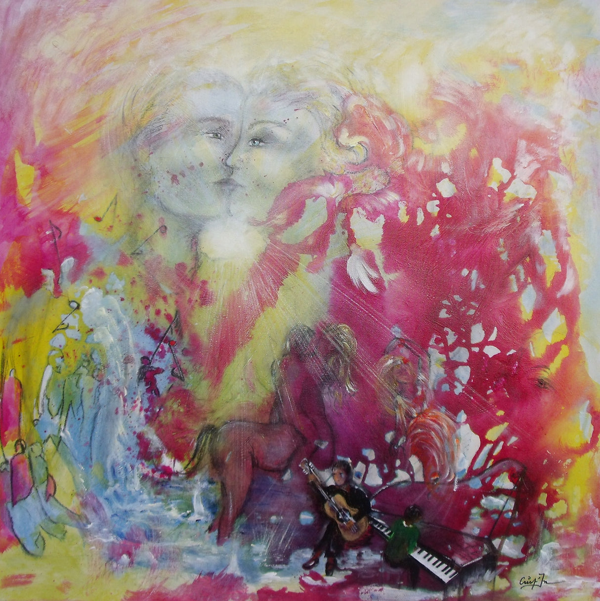 Tableau personnalisé chant d’amour Peinture vibratoire contemporaine