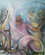Tableau semi-figuratif Dans la bulle  Décoration vibratoire fait main