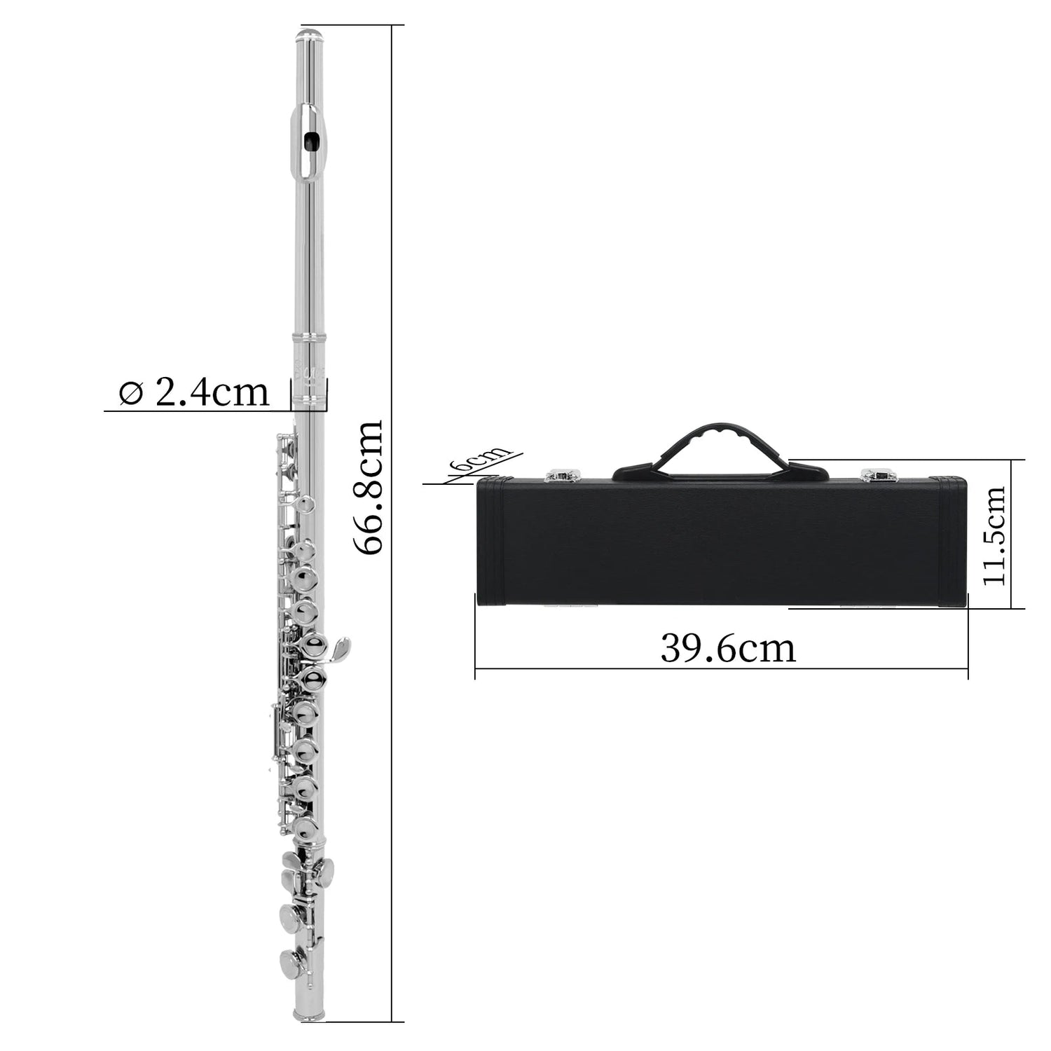 Taille Flûte Traversière Clé de Do (C) – 16 Clés Fermées Flûte Concert 