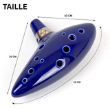 Ocarina 12 Trous Alto C en Céramique Bleue – Instrument Musical avec Livre de Chansons & Housse