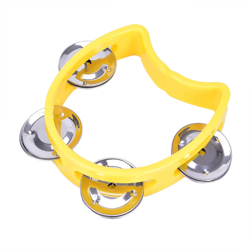 Tambourin Jaune Enfant à 4 Grelots – 10 cm | Instrument Musical Éducatif & Jouet Festif