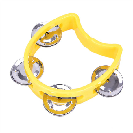 Tambourin Jaune Enfant à 4 Grelots – 10 cm | Instrument Musical Éducatif & Jouet Festif