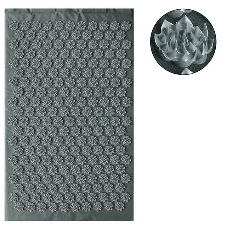 Tapis d’Acupression Yoga & Coussin gris– Relaxation Profonde, Massage 