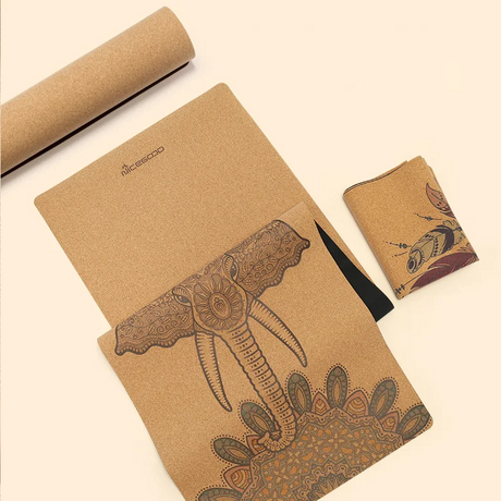 Tapis de yoga naturel en chêne naturel avec motif