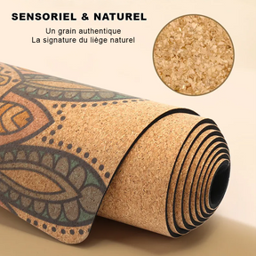 Tapis de yoga naturel en chêne pliable, antidérapant et anti transpirant