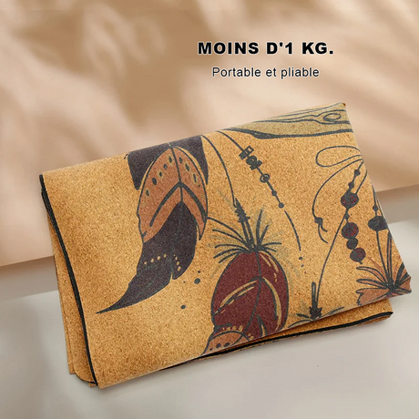Tapis de yoga naturel en chêne pliable, léger