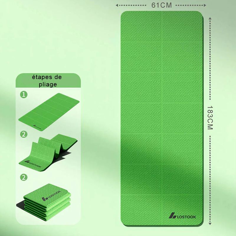 Tapis de yoga pliable antidérapant vert