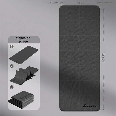 Tapis de yoga pliable antidérapant Noir