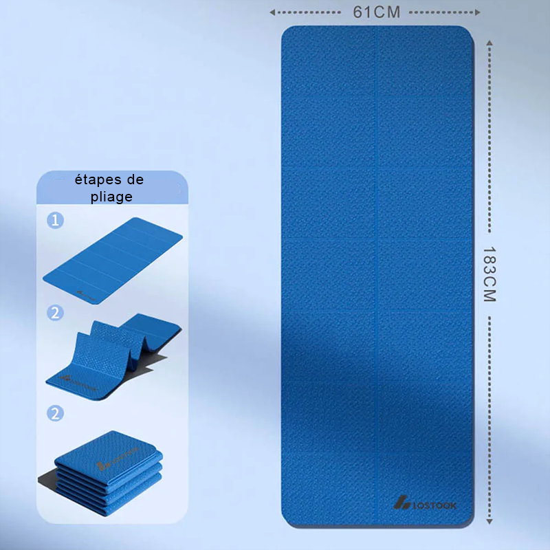 Tapis de yoga pliable antidérapant bleue