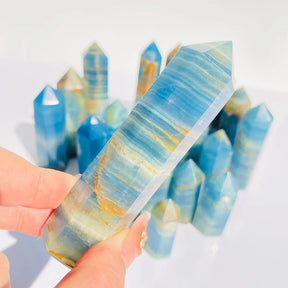 Tour en Calcite Bleue – Colonne Cristal Apaisement & Clarté