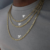 guide des tailes Collier Chaîne Figaro 4MM en Or 18K