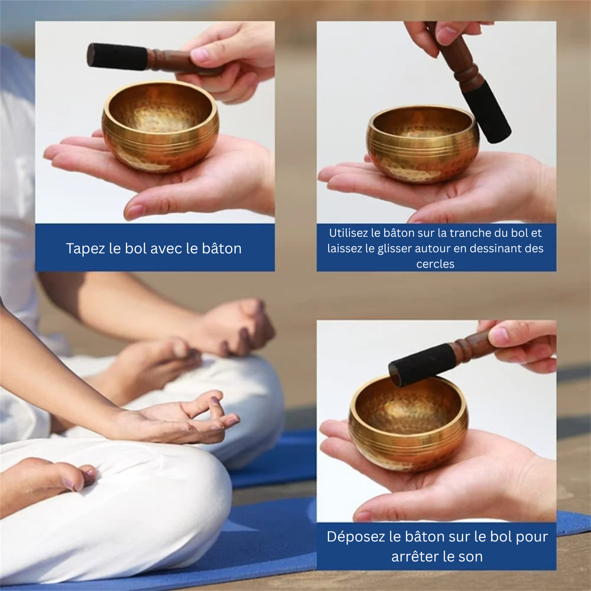 Bol tibetain chantant fait main au Tibet musique 432hz pour Yoga, Méditation, Bain sonore et Sonothérapie