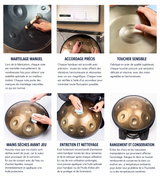 Handpan 440hz 9 notes en acier nitruré - kit compet- Sonorité pure et fabrication à la main